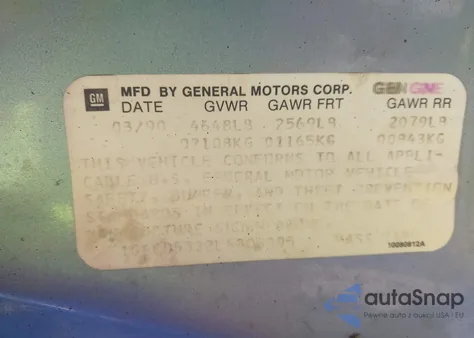 1990 Cadillac Deville z USA, uszkodzony, nr VIN 1G6CD5332L4306895